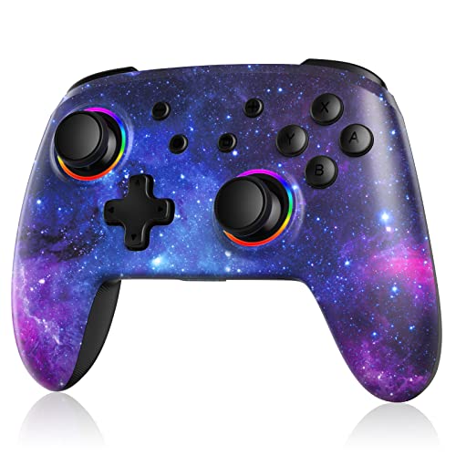 NexiGo Hall Effect Controller (No Drift, No Deadzone) with Hall Sensing Joystick for Switch/Switch Lite/OLED, Wireless Bluetooth Controller with Motion Control, RGB Light, Turbo (Cosmic Nebula)