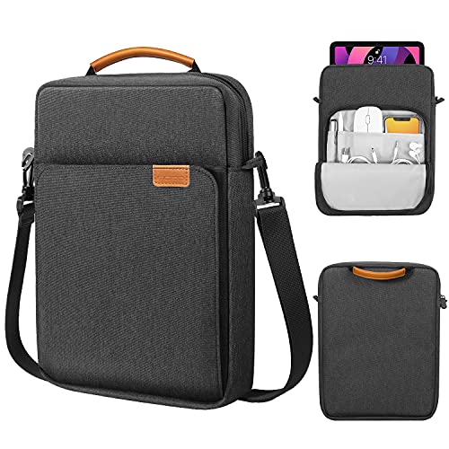 MoKo 9-11 Inch Tablet Sleeve Bag Handle Carrying Case with Shoulder Strap Fits iPad Pro 11 inch,iPad 10th 10.9,iPad 9/8/7th Generation 10.2,iPad Air 5/4th 10.9,iPad 9.7,Tab S8/S9 11', Black & Gray