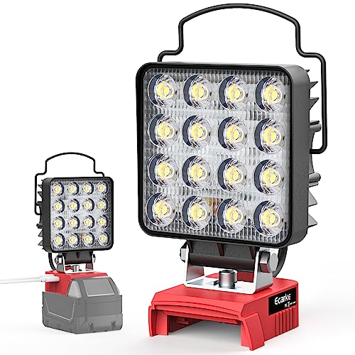 Upgraded LED Work Light for Milwaukee m18,Ecarke Square 48w 4' Cordless LED Flood Work Lights,USB Work Light 18V Battery Lithium Light with Low Voltage Protection & USB&Type-C Charging Port