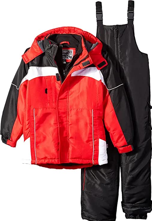 Rothschild Boys' Ski Jacket and Snowbib Snowsuit Set, Vestee Red, 8