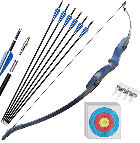 D&Q 52'' Archery Recurve Bow 40Lbs Takedown Hunting Black Bows for Beginner Youth Teenagers Target Training Practice Right Hand (40Lbs)