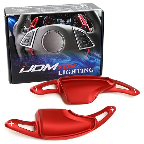 iJDMTOY Red CNC Billet Aluminum Larger Paddle Shifter Extensions Compatible with Chevy 2014-2019 C7 Corvette, 2016-up Gen6 Camaro
