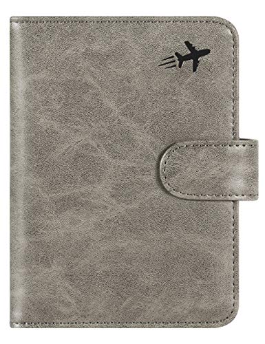 Passport Holder Cover Wallet RFID Blocking Leather Card Case Travel Accessories for Women Men (#Grey)
