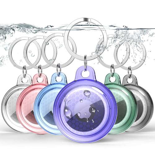 New IPX8 Waterproof Airtag Holder, 6 Pack Airtags Case with Keychain, [Tightly Sealed] [Drop-Proof] [Anti-Scratch] Full Body Protective Airtag Holder, Find Your Luggage, Pet, Keys, & More (6 Colors)