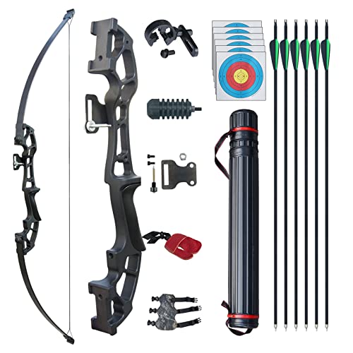 D&Q 50' Archery Takedown Recurve Bow and Arrow Set 30lb/40lb Right Hand Longbow Kit for Adult Beginner Outdoor Training Hunting Shooting(Black, 40lb)