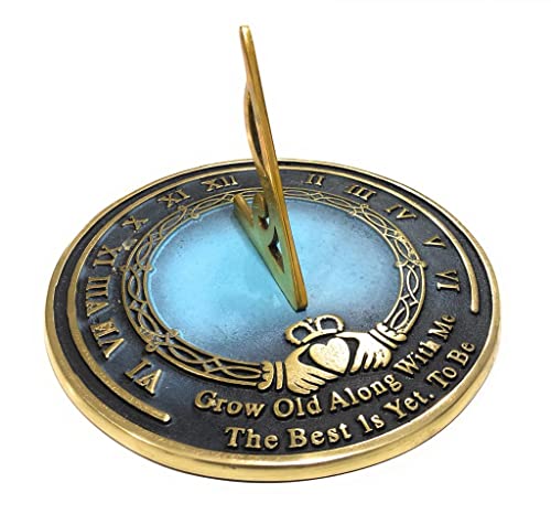 ARTIZANSTORE Brass Sundial Grow Old with Me Large