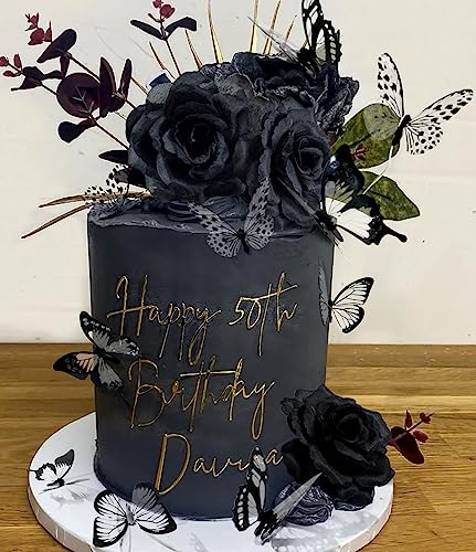 JeVenis Black Gothic Cake Decoration Rose Cake Topper Rip Cake Decoration Death Cake Decoration Gothic Birthday Decoration Gothic Party Supplies