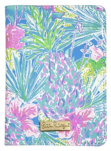 Lilly Pulitzer Vegan Leather Passport Holder, Cute Passport Cover, Travel Wallet with Credit Card Slots, Swizzle In