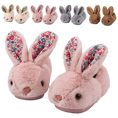 Fadezar Toddler Slippers Girl Boy House Slipper Kids Rabbit Winter Slipper Warm Bunny Slippers Soft Plush Indoor Girls Boys Slipper Cover Heel Pink Pink 5-6 toddler CN 140