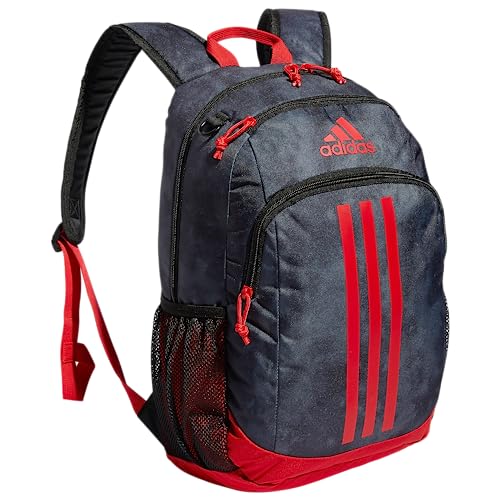adidas Creator 2 Backpack, Stone Wash Carbon/Vivid Red, One Size