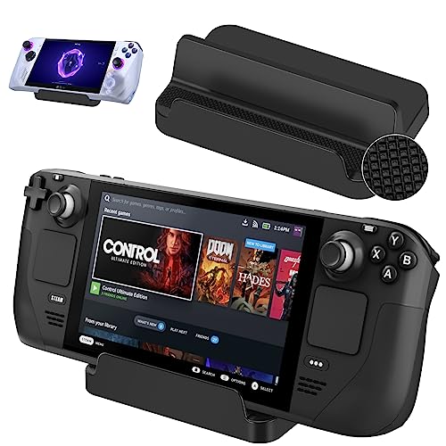 KUNSLUCK Stand Base for Steam Deck/ROG Ally, Steam Deck Stand with Anti-Slip Silicone Pad (Black)