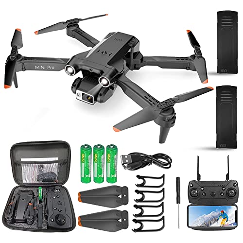 Smart Drone with Camera for adults,Obstacle Avoidance,120°Remote Control Adjustable Lens,Foldable FPV Drones,One-key start /Altitude Hold/Gestures Selfie/3D Flips, 2 Batteries ,Toys Gifts for Kids and Adults