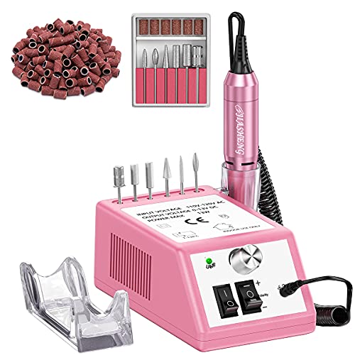 20000 Electric Nail Drill Professional Nail File Drill Acrylic Nails Kit for Manicure Gel Nail Polish Remover with 1 Pack of Sanding Bands(Pink)