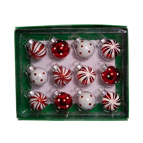 Kurt Adler GG0294 1-Inch Ornament Set, Red, White, for Christmas