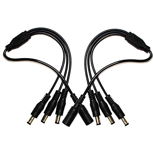 Security-01 2-Pack 1 to 3 Way DC Power Splitter Cable, Plug 5.5mm x 2.1mm