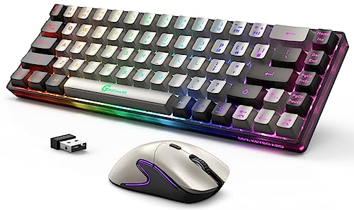 65% Wireless Gaming Keyboard and Mouse Combo, Backlit Gaming Keyboard and Mouse, Ultra-Compact Anti-ghosting No-Conflict Keyboard + 6D 3200DPI Mice(Grey-Black)