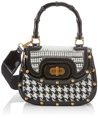 Betsey Johnson Real Tart Mini Flap Crossbody, Black/White