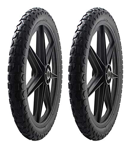 2 PACK -Marathon 92010 Flat Free 20' Replacement Tire Assembly for Rubbermaid Big Wheel Carts, Black