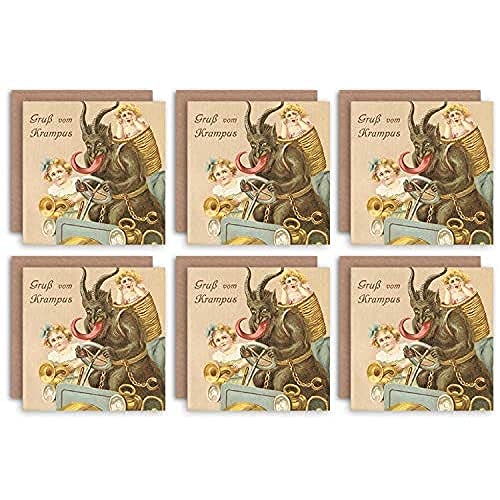 Wee Blue Coo Christmas Cards x6 Krampus Anti Santa Funny Kids Set Xmas Cards