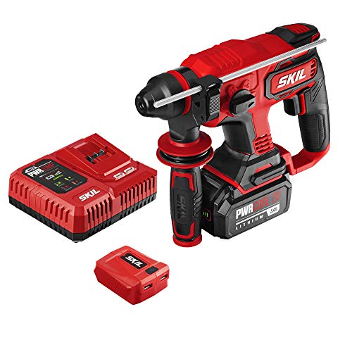 Skil PWRCore 20 Brushless 20V 7/8' Rotary Hammer Kit, Includes 5.0Ah Battery, PWRJump Charger and PWRAssit USB Adapter - RH1704-1A