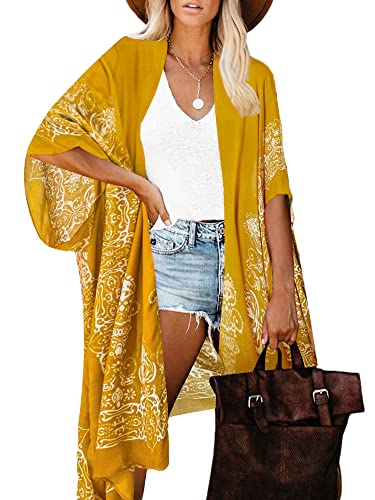 Breezy Lane Kimonos for Women Swimsuit Coverup Beach Kimono Cover Up Swimwear Cardigans with Boho Print Summer Vacation Wear