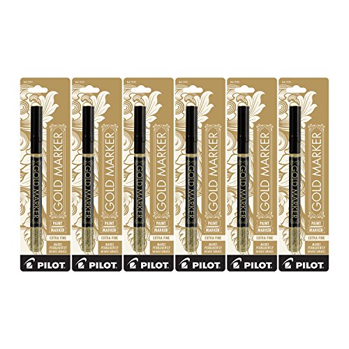 Pilot Gold Metallic Permanent Paint Marker, Extra Fine Point, 6-PACK(41701)