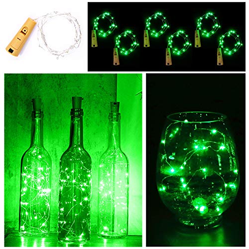 Konsait St.Patricks Day Party Supplies Wine Bottle Lights with Cork Kit (120LEDs 19.7FT), Green Bottle String Lights Battery Operated Led Wire Lights for St.Patrick’s Day Party Favors Decorations