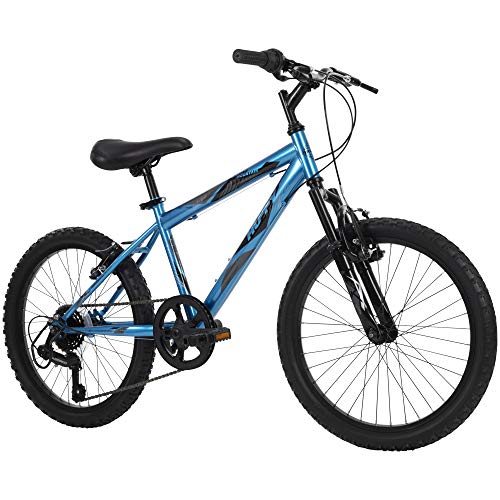 Huffy Stone Mountain Boys 20 Inch Mountain Bike, Metallic Cyan Frame, 6-Speed Shimano Twist Shifting, Front Suspension, Comfort Saddle | 20'/24'/26' Sizes, 6-21 Speeds, Dual Suspension Available |