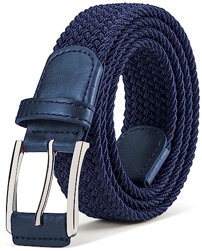 BULLIANT Stretch Belt Men,Mens Gift Woven Braided Web Belt 1 3/8 for Golf Casual Pants Shirts Jeans(Antique Blue,32'-36' Waist Adjustable)