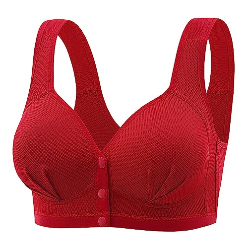 Snap Front Bras for Women, Front Button Bras for Women Wireless Underwire Bra Closure Shaping Bras Comfortable Breathable Coverage Brassiere Best Bra for Elderly Sagging Breasts
