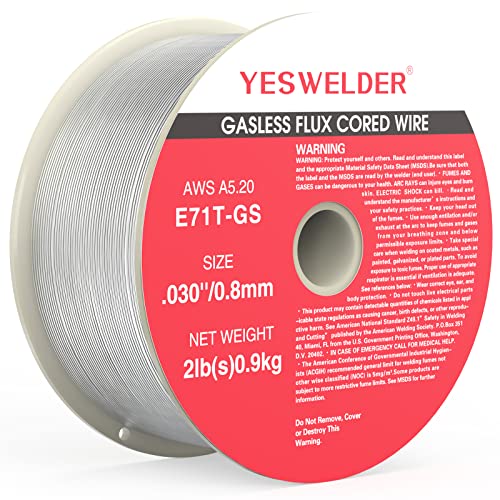 YESWELDER Flux Core Gasless Mig Wire, Mild Steel E71TGS .030-Diameter, 2-Pound Strong ABS Plastic Spool