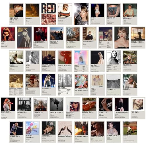 Taylor Aesthetic Posters, Wall Decor Music Poster, Swift Gift Merch, Album Cover Inspired Wall Collage Kit, (Set of 50, 4 x 6 in)