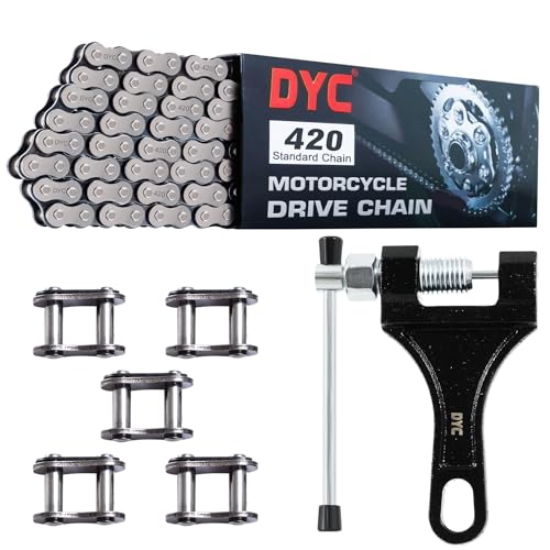 DYCTAHO 420 Motorcycle Chain 132 Links with Chain Breaker Heavy Duty for 50 70 90 110 125cc SSR TaoTao Coolster Apollo Baja Kazuma Chinese ATV 4 Wheeler Quad Pit Dirt Bike Go Kart Cart Mini Bike Parts