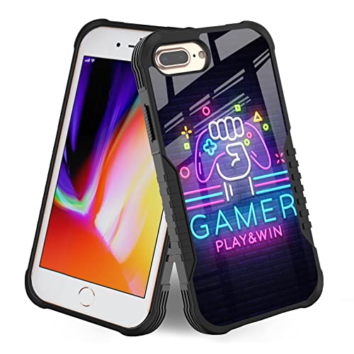 iPhone 8 Plus Case for Boys Kids Easter Gamer Play Win Game Over iPhone Design for 7 Plus [Shockproof Corners] [Anti-Scratch] [Anti-Slip] Military Grade Protective Case for iPhone 6/7/8 Plus