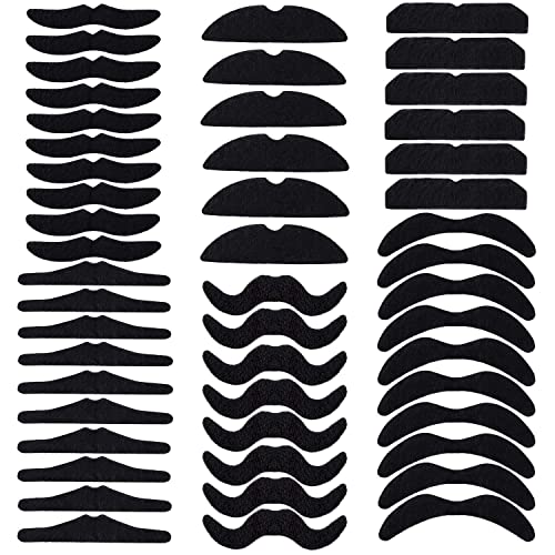 Whaline 60 Pieces Fake Mustache Self Adhesive Costume Novelty Mustaches Beard Realistic Stick for Party Supplies Birthday Party Costume Mexican Masquerade Performance (Black)