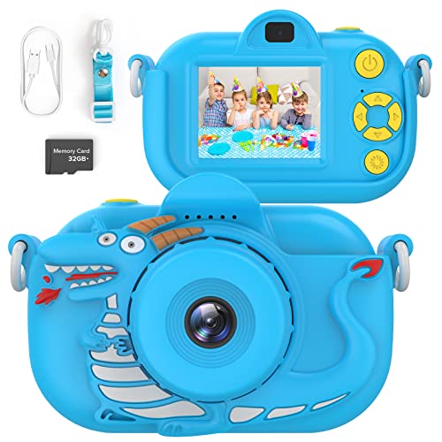 ENGUNS Kids Camera for Boys Age 3-12 Toddlers, 32MP HD Digital Camera for Kids, Boys Birthday Gifts Toys Children Kid Selfie Camera with 32GB Card, Toddler Camera for 3 4 5 6 8 10 11 12 Year Old Boys
