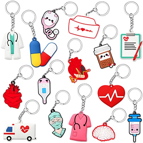 Henoyso 150 Pcs Nurse Keychain Medical Assistant Party Favors Christmas Keychain Gifts Cute Hat Nurses Week Gifts Healthcare Worker Accessories for Women School Graduation