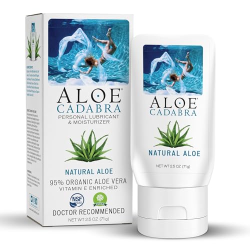 Aloe Cadabra Natural Water Based Personal Lubricant and Vaginal Moisturizer, Organic Aloe Lube for Men, Women and Couples, Non-Staining, pH Balanced (Unscented 2.5 Ounces, 1 Pack)
