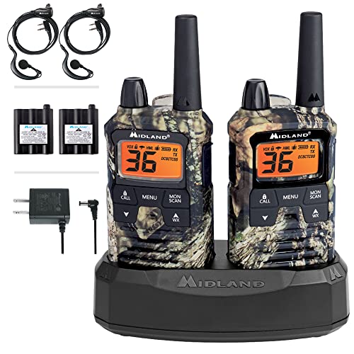 Midland - T295VP4 X-TALKER Walkie Talkies with 22 GMRS Channels – Two-Way Radio NOAA Weather Alert & Scan Technology, Dual Power Options, 121 Privacy Codes, Silent Operation – Camo, Set of 2