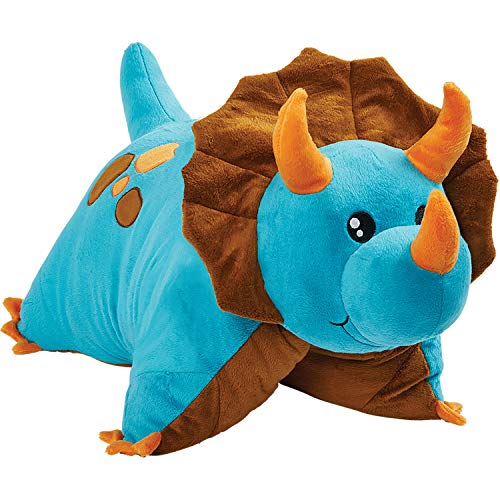 Pillow Pets Triceratops Blue Dinosaur, 18' Stuffed Animal Plush Toy