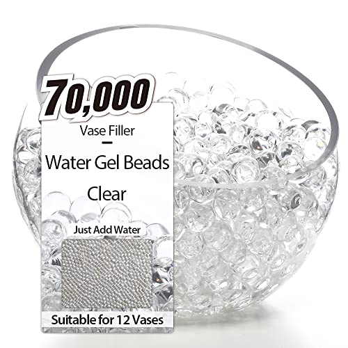 NOTCHIS 70,000 Clear Water Gel Beads for Vases, Tansparent Water Gel Beads for Vase Filler Beads, Candles, Wedding Centerpiece Floral Decorations