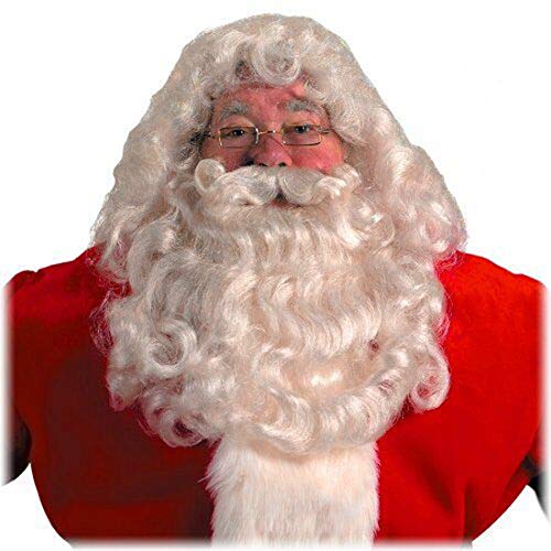 Halco Professional Santa Wig Beard Set #20 Synthetic Fiber White Mustache Washable Exceptional Jolly Claus Christmas