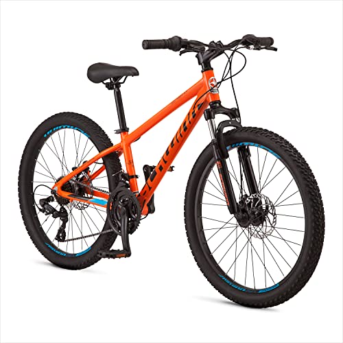 Schwinn High Timber ALX Youth/Adult Mountain Bike Men and Women, 24-Inch Wheels, 21-Speed, Aluminum Frame and Mechanical Disc Brakes, Orange