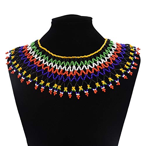 Multicolor African Necklace| African Jewelry| Zulu Beaded Bib Necklace| South African Statement Necklace| Maasai Necklace| Sister Gifts| (Color A)