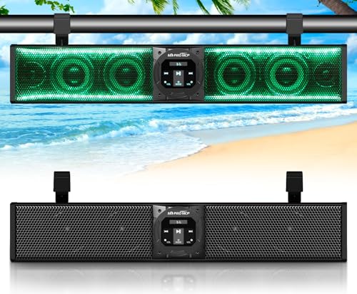 MDPROMCP 26 Inch UTV Sound Bar Bluetooth Golf Cart Sound Bar Waterproof SxS Speaker ATV Soundbar with RGB Lighting 6-Speaker Compatible with RZR Maverick X3 Pioneer Talon - 1.75'- 2.25' Roll Cage