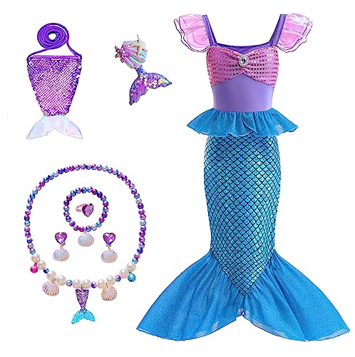Fishkidtail Little Girls Princess Mermaid Costume for Girls Dress Up with Accessory for Christmas Birthday Party Supplies