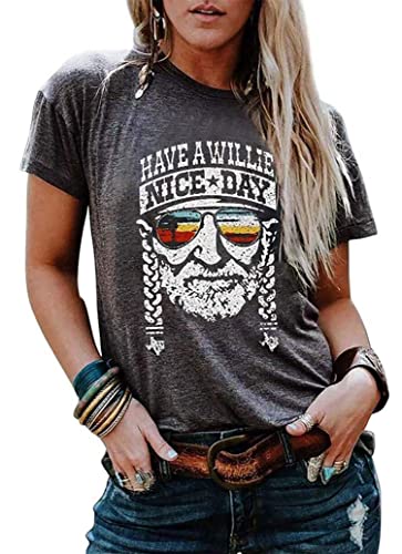 Country Concert T Shirt for Women Nashville Graphic Shirts Concert Band Casual Tops Tee Country Music Gift Shirt(Large, Grey)