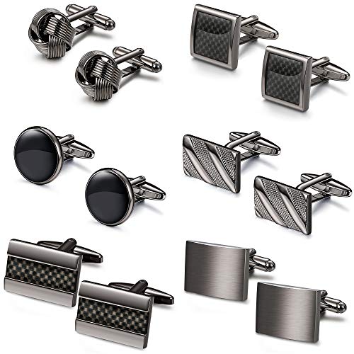 LOLIAS 6 Pairs Mens Cufflinks Set Classic Wedding Unique Cufflink for Tuxedo Shirts Formal Business Shirts