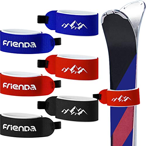 6 Pieces Ski Straps Adjustable Ski Wraps Ties Fastener Tape for Families Christmas Holiday Winter (Red, Black, Blue)