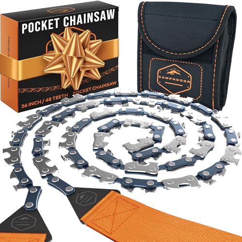 CAMPNDOOR Pocket Chainsaw 36 Inch - 65Mn Heavy Duty Steel - 48 Teeth Hand Chainsaw - Camping Saw - Survival Saw - Backpacking Gear - Wire Saw - Rope Saw - Camp Saw